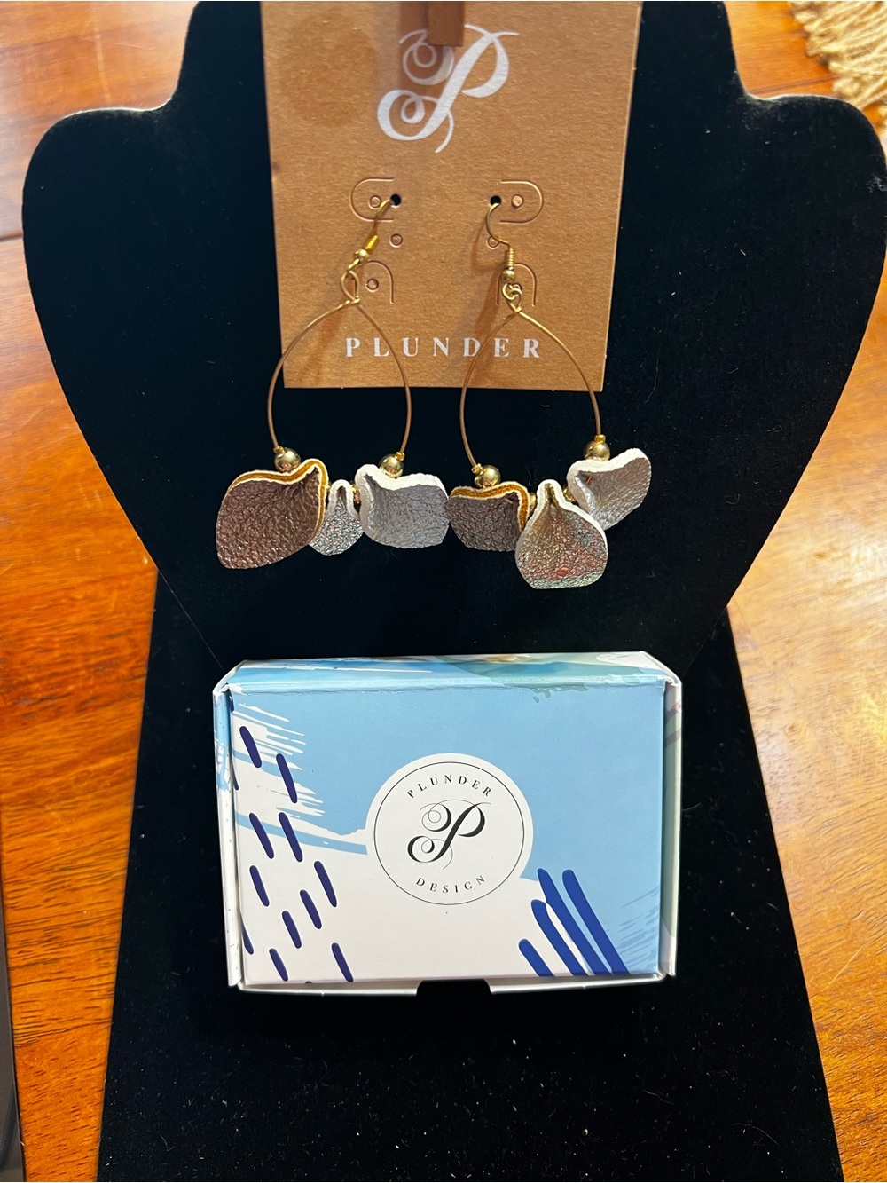 Plunder Gold-Tone Hoop Earrings with Silver Petal Charms
